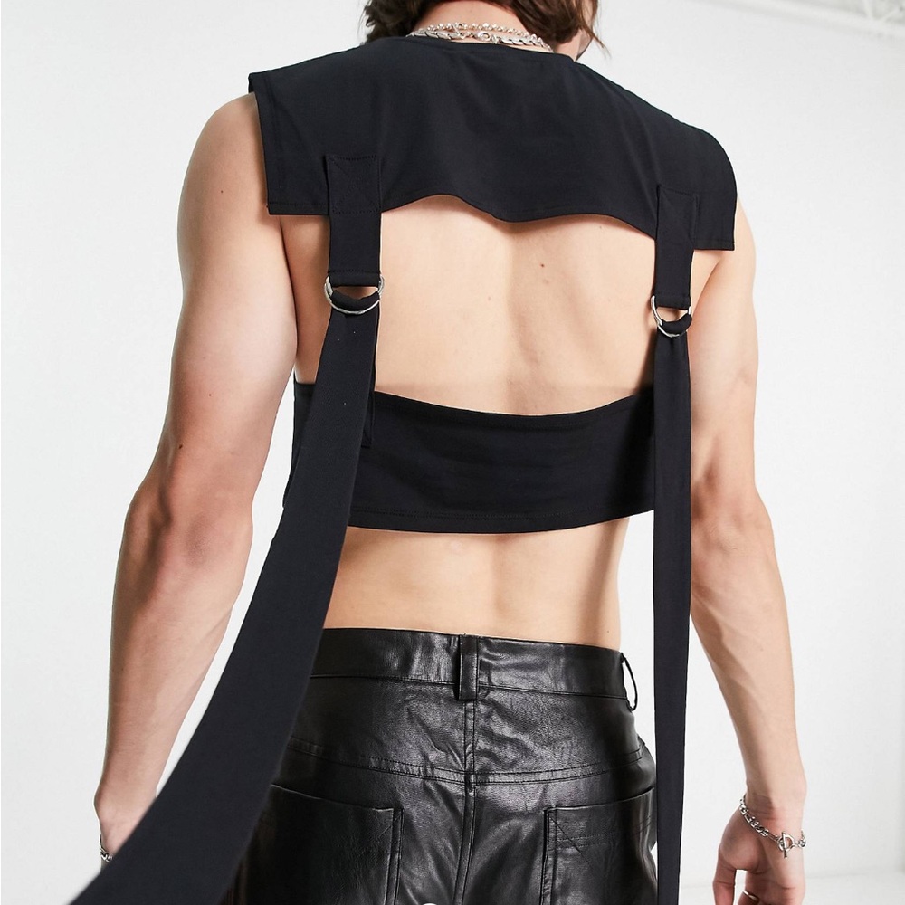 ASOS Design Muscle Crop Tank Top with Strap and Buckle Detail in back